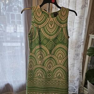Green Patterned Taylor Midi Size 10 Dress